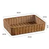Mesa de Té Cesta de Bocadillos Mesita de Noche Caja de Almacenamiento Cesta con Cajón Cesta de Almacenamiento para Artículos de Baño Marco de Ratán de Plástico