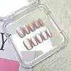 10 Piezas de Uñas Postizas de Lujo Discreto, Uñas Cortas Usables Color Rosa Nude de Tono Cálido, Piezas de Manicura Simples Trapezoidales Ojo de Gato