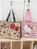 Bolsa de Compras Auténtica Autorizada Serie Familiar Sanrio Hello Kitty Estampado de Leopardo Plegable Portátil Bolsa de Gran Capacidad Estilo Nuevo