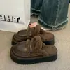 Zapatos Birkenstock de suela gruesa para mujer, pantuflas peludas para exteriores, nuevo 2026, otoño e invierno, botas de nieve con forro de felpa, puntera cerrada, medias pantuflas, pantuflas de algodón
