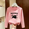 Camiseta de Algodão Puro para Meninas Primavera e Outono, Blusa Básica Elegante de Manga Longa para Crianças Mais Velhas, Coleção Primavera e Outono 2026