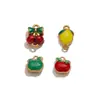 Colgante de fruta de acero inoxidable con goteo de aceite, lindo amuleto de manzana, cereza, limón, pulsera collar DIY joyería hecha a mano