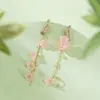 2026 Nuevo Estilo Caliente Flor de Lirio Aretes de Borla de Flor para Niña Cara Redonda Aretes Largos Ear Cuff Elegante