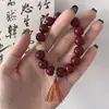 Pulseira Bodhi Natural Retrô Vermelho Escuro Chinês Círculo Único Estudante Descompressão Placa Brincar Wen Brincar Contas de Buda Rosário Atacado