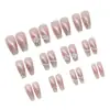 Unhas Vestíveis Transfronteiriças na Cor Nude, Iluminadoras e Brilhantes, Arte de Unha Removível, Unhas Postiças, Semi-Feitas à Mão, 24 Peças, Pérola Blush