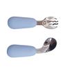 Al por mayor transfronterizo silicona mango largo bebé aprendizaje comer entrenamiento cuchara tenedor acero inoxidable 316L cuchara bebé