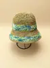 Sombrero de Sol de Verano Hueco Tie-dye Fresco Protector Solar Sombrero de Paja para Mujeres Vacaciones en la Playa Sombrero Cubo Tejido de Paja Sombrero de Pescador de Playa