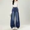 Jeans retro de pierna ancha para mujer, colección de verano y primavera 2026, estilo nuevo, populares, corte holgado, efecto adelgazante, tela fluida, pantalones largos rectos estrechos