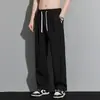 Pantalones de Traje Pequeños C55 Cintura Ajustada de Invierno Color Sólido Pierna Recta Pantalones Largos de Lana Gruesos Cálidos Sueltos Hasta el Suelo para Hombre