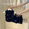 Traje de verano para niñas Tongxingyuan, nuevo estilo, estilo universitario, cuello polo, chaleco, falda superior, conjunto de dos piezas