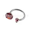 Arete de Aleación de Titanio F136 Anillo de Herradura Doble Extremo de Circonita Rosca 0.9 Stud Labial en Espiral Interno Forma de C Joyería Stud para Cartílago de la Oreja