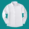 Camisa blanca pura para niños niños con algodón de terciopelo camisa cálida manga larga estudiantes de primaria y secundaria ropa escolar al por mayor