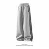 Pantalones de chándal gruesos a rayas estilo americano para hombre, marca de moda de otoño, corte holgado, caída fluida, pantalones de pierna recta, pantalones de pierna ancha adelgazantes para hombre