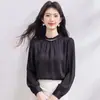 Camisa Nueva de Otoño 2026 con Cuello de Perlas Volante Camisa de Manga Larga Plisada Tipo Linterna Estilo Coreano Transfronterizo Top de Temperamento