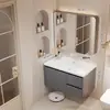Gabinete de baño de aluminio de panal engrosado con lavabo de cerámica integrado y unidad de tocador