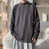 Camiseta Térmica Masculina Nova Outono/Inverno, Gola Alta Meia, Tamanho Plus Size, Cor Sólida, Camada Base Fashion e Versátil