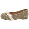 Zapatos Mary Jane de Punta Redonda Estilo Retro de Lunares 2026 Otoño Nueva Llegada Bajos Zapatos de Ballet Slip-on Zapatos Individuales de Gamuza para Mujer
