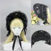 Acessórios de Cabelo Lolita Gótico Feitos à Mão Faixa de Cabeça de Renda Preta e Branca de Freira Headwear de Subcultura Bidimensional em Estoque