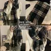 Bufanda de Cuadros Estilo Retro Coreano con Borlas para Mujer Otoño e Invierno Estudiante Versátil Bufanda de Ambiente Cálido Dropshipping