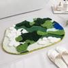 Tapete com Flocagem de Musgo e Botões, Cobertor de Cabeceira, Tapetes de Chão Antiderrapantes Espessos Absorventes de Água para Porta de Banheiro, Vaso Sanitário