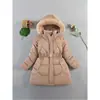 Abrigo de Invierno para Niñas, Chaqueta Gruesa Nueva de Algodón, Longitud Media, Ajuste en la Cintura, Adelgazante, Estilo de Exportación, Fabricante para Niños Mayores