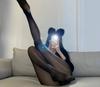 Meias oleosas sexy sexy meias transparentes brilhantes de seda com núcleo de uma peça virilha aberta virilha fechada meia-calça para mulheres