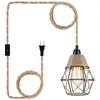 Lámpara colgante estilo industrial retro de cuerda de cáñamo con cable de enchufe candelabro enchufable Lámpara de pared colgante creativa para cocina restaurante bar