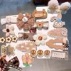 Nuevos Accesorios para el Cabello de Moño para Niños, Pinzas para el Cabello de Felpa Color Café con Leche, Pinzas Laterales Lindas para Niñas, Accesorios para el Flequillo