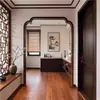 Marco de arco de entrada estético de la dinastía Song, marco de ventana de pequeño pabellón de begonia de madera maciza de estilo chino nuevo, mampara de sala de estar de entrada, decoración china