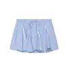 Moda feminina europeia e americana transfronteiriça AliExpress item mais vendido casual blusa listrada de manga bufante + minissaia de cintura média color block