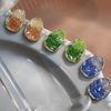 Pendientes de Cristal de Alta Gama Frescos Aguja de Plata Naranja Azul Mar Verde Pendientes de Color Degradado Roto Pendientes de Moda de Lujo Accesible Populares para Mujer
