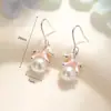 Brincos de Pérola com Esmalte Rosa Gotejado de Pônei para Mulheres 2026 Ano Animal Ganchos de Orelha Brincos Doces da Moda Personalizados