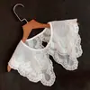 Gola Falsa de Renda Versátil Novo Estilo Xale Feminino Acabamento em Renda Decoração de Temperamento Rejuvenescedora Gola Lisa Lenço Pequeno Gola Falsa