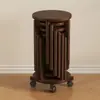 2026 Taburete Apilable de Bambú Taburete Redondo Apilable para Hogar Sala de Estar Mesa de Comedor Mesa Auxiliar Taburete Taburete Bajo de Repuesto