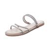 Sandalias Romanas Planas de Verano 2026 de Moda con Pedrería para Mujer, Disponibles en Tallas 32-43, Casuales, de Punta Abierta, Suela Fina