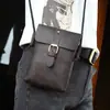 Nova Bolsa de Celular de Couro Genuíno Masculina Transversal Retrô Casual Bolsa Tiracolo Bolsa Pequena Tiracolo para Celular de Couro Crazy Horse Bolsa Masculina