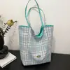 Fresh Mint Mambo Patchwork Bolsa de Ombro Grande Capacidade Tote Bag Simples Dupla Utilização Pão Duplo Primavera e Verão Novo