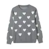 Suéter de Punto para Mujer Otoño e Invierno Transfronterizo Europeo y Americano Suéter de Punto Grueso con Forma de Corazón Estilo Coreano Perezoso Versátil Holgado Jacquard para Mujer