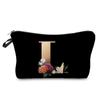 2022 Nueva Moda Creativa Bolsa de Almacenamiento Portátil Bolsa de Lavar para Set Bolsa Cosmética con Estampado de Letras Negro Dorado