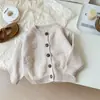 Corea del Sur Infantil 2025 Primavera Nuevo Cárdigan de Punto Vestido Floral Tendencia Niña Vintage Crochet Conjunto de Dos Piezas