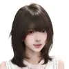 Peruca Completa Feminina Estilo Japonês e Coreano Celebridade da Internet Cabelo Liso Médio-Longo em Camadas Pode Ser Estilizado Confortável Natural Cabelo Falso em Estoque