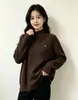 Suéter de veludo Andy de duas peças com gola alta parcial para mulheres, nova blusa interna elegante de outono e inverno com logotipo de coração, camisa base de tricô