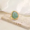 Joyería Transfronteriza Europea y Americana, Anillo Abierto Cuadrado de Piedra Preciosa Degradada Estilo Vintage, Anillo de Ojo de Gato con Diseño Ins