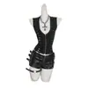 Chaleco Sin Mangas Estilo Punk Oscuro Europeo y Americano con Correas Laterales, Cuello en U, Cremallera, Ceñidor en la Cintura, Adelgazante, Top Chaleco Sexy con Cordón