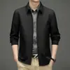 Chaqueta de primavera y otoño para hombre estilo business casual, abrigo ejecutivo para padre de mediana edad, color liso, cuello de solapa, chaqueta con cremallera