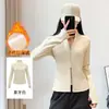 Ropa Deportiva Nueva de Primavera para Correr, Ciclismo y Fitness, Chaqueta de Yoga Gruesa con Forro Polar, Top de Manga Larga con Cuello Alto para Mujer