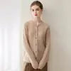Cardigan Suéter Casaco Base Tricot Botões Gola Redonda Torcido Novo Outono/Inverno 2026 Feminino Solto de Seda Cashmere
