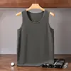 Camiseta regata de cashmere com gola U para outono e inverno para homens, camada base de lã tricotada, camiseta base curta de cor sólida
