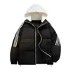 Casaco de Algodão Masculino, Nova Marca Tendência de Inverno, Fashion para Homens e Mulheres, Casual e Versátil, Engrossado e Quente, Jaqueta de Algodão com Capuz