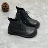 Otoño/Invierno 2025 Nuevo Estilo Cabeza de Muñeca Artístico Retro Piel Genuina Botines Cortos para Mujer Piel Suave Suela Suave Cremallera Lateral Botas Martin Casuales